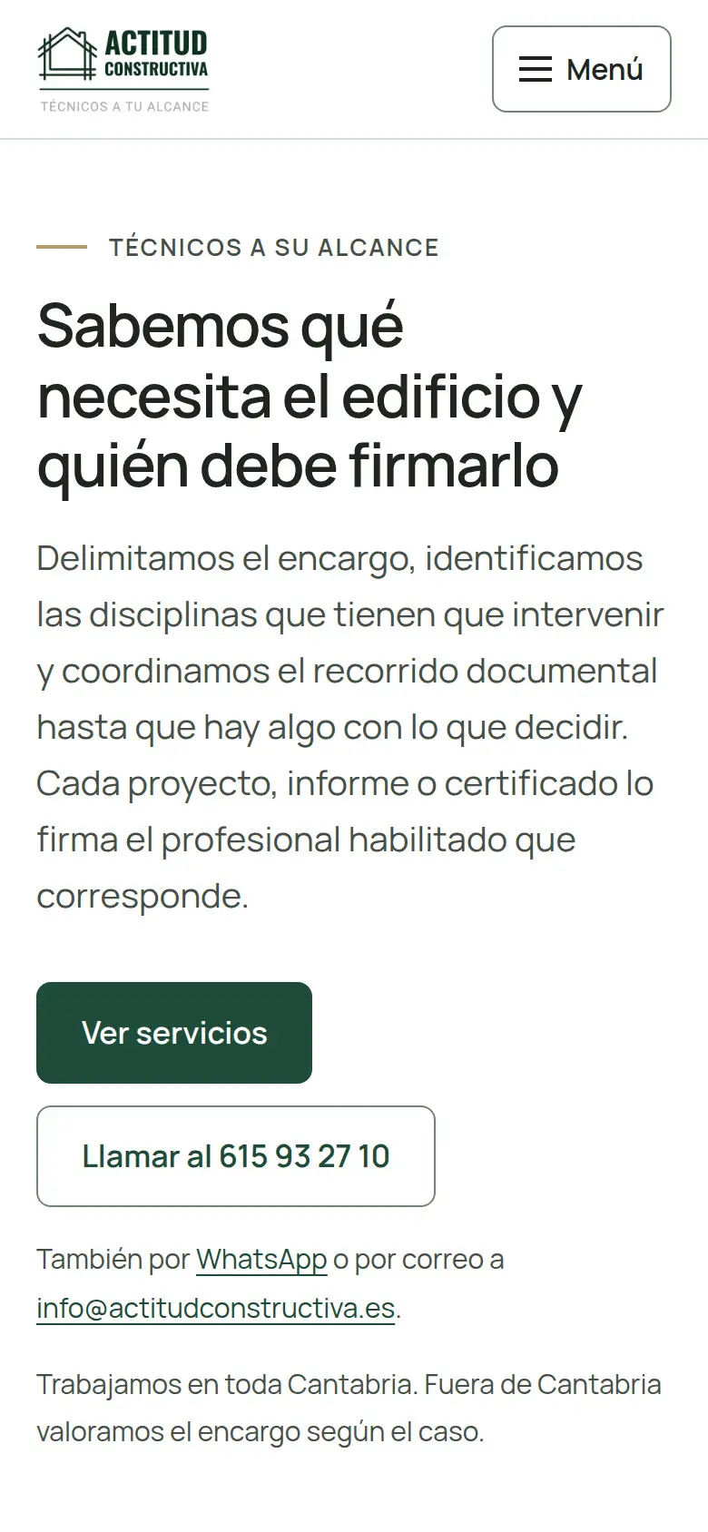 La misma web vista en un móvil